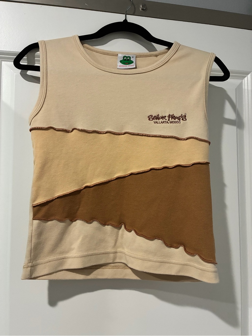Layered Beige & Brown Tank Top with Embroidered Logo